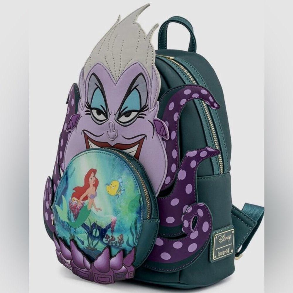 Loungefly: Disney Villains Scene Ursula crystal ball mini backpack multi color.